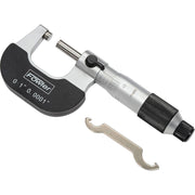 0-1" Mechanical Outside Micrometer W/Ratchet Friction Thimble by Fowler – 6.25"L x 1.75"W x 1.25"H, Steel, Gray/Black, Model 52-229-201-0