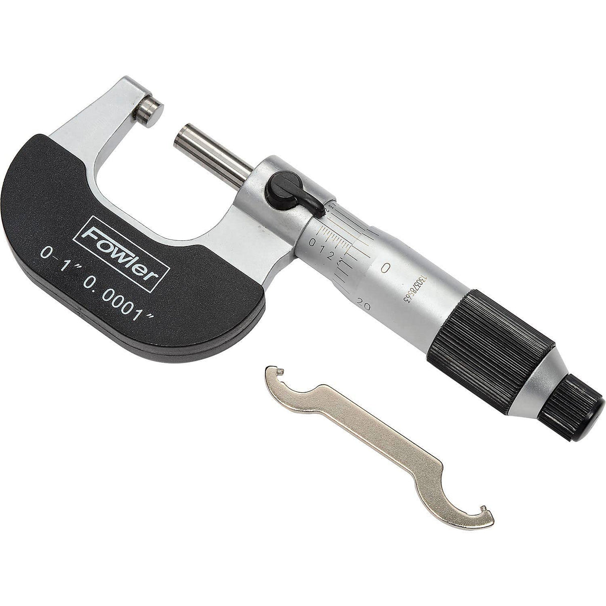 0-1" Mechanical Outside Micrometer W/Ratchet Friction Thimble by Fowler – 6.25"L x 1.75"W x 1.25"H, Steel, Gray/Black, Model 52-229-201-0