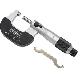 0-1" Mechanical Outside Micrometer W/Ratchet Friction Thimble by Fowler – 6.25"L x 1.75"W x 1.25"H, Steel, Gray/Black, Model 52-229-201-0