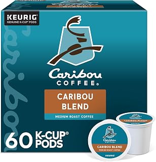 Caribou Coffee Caribou Blend Keurig Single-Serve K-Cup Pod, Medium Roast Coffee, 60 Count (6 Packs of 10) | 6 Pack, Medium Roast Coffee, ( of 10)