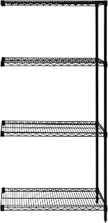 QUANTUM STORAGE SYSTEMS AD54-1442BK Wire Shelving Add-On Kit, 42" W x 14" D x 54" H, 600 lbs Capacity, Carbon Steel, Epoxy Coated, Black, NSF