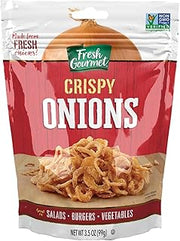 Fresh Gourmet Lightly Salted Crispy Onions | 3.5 Ounce, Pack of 6 | Low Carb | Crunchy Snack and Salad Topper