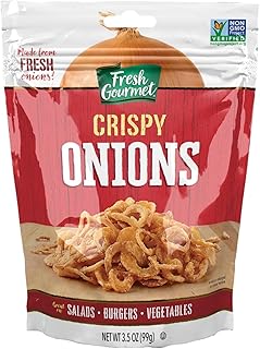Fresh Gourmet Lightly Salted Crispy Onions | 3.5 Ounce, Pack of 6 | Low Carb | Crunchy Snack and Salad Topper