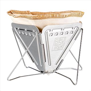 BruTrek by Planetary Design | Collapsible Pour Over | Packable & Reusable | Stainless Steel Pour Over, Reusable Cotton CoffeeSock Filters, Canvas Carrying Bag, Compact, Lightweight Design