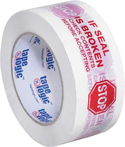 Tape Logic 2 Inch x 110 Yards Pre-Printed Packing Tape, "Stop If Seal is Broken", 2.2 Mil Thick, Red/White, 18 Pack, for Packaging, Shipping, Moving, Home and Office