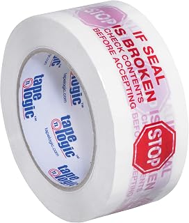 Tape Logic 2 Inch x 110 Yards Pre-Printed Packing Tape, "Stop If Seal is Broken", 2.2 Mil Thick, Red/White, 18 Pack, for Packaging, Shipping, Moving, Home and Office