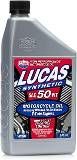 Lucas Oil 10765 SAE 50WT Synthetic Motorcycle Oil - 1 Quart, Multi-Colored