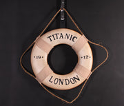 Titanic Life Preserver by AFD Home – 18 DIA X 2D, Fiberglass, Rope, Rope, Off-white, Black, Model T-OTBTL