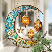 Acrylic Suncatcher Crescent Moon Hanging Ornament 1 Pc Crescent Plaque 20cm Window Panel Art Wall Sculpture for Adult (1C)