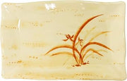 Thunder Group Gold orchid melamine dinnerware collection 15 1/2" x 10 3/4" wave rectangular plate, comes in dozen