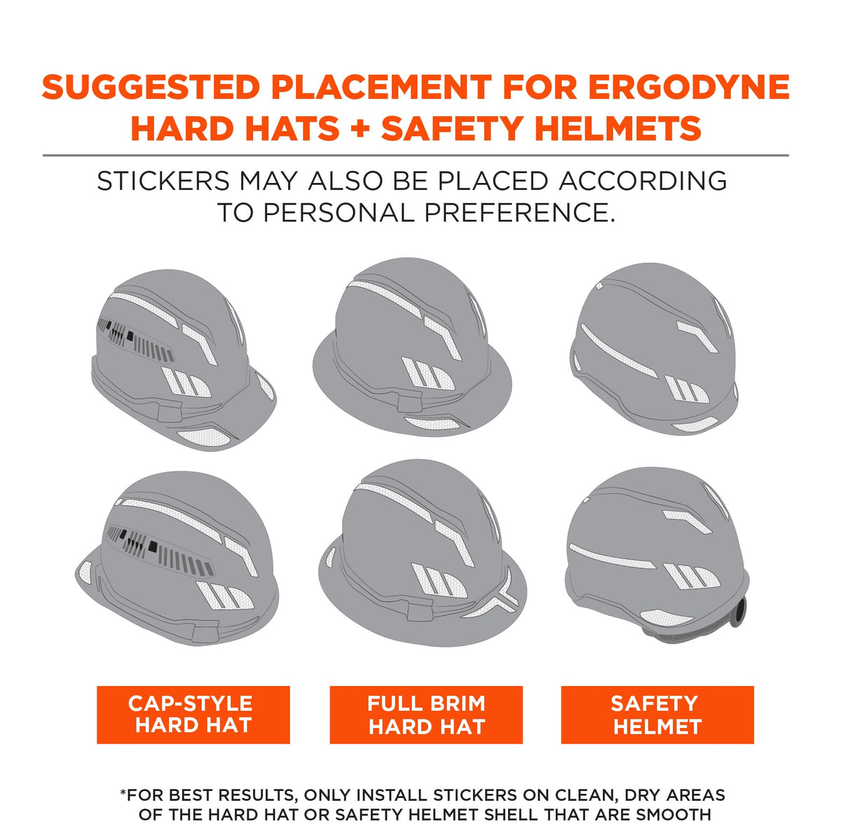 Skullerz 8961 Reflective Hard Hat Stickers by Ergodyne – Adhesive, White, Model 61100