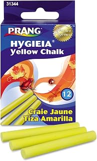 Prang Hygieia Dustless Board Chalk, 3 1/4 x 3/8, Yellow, 12/Box