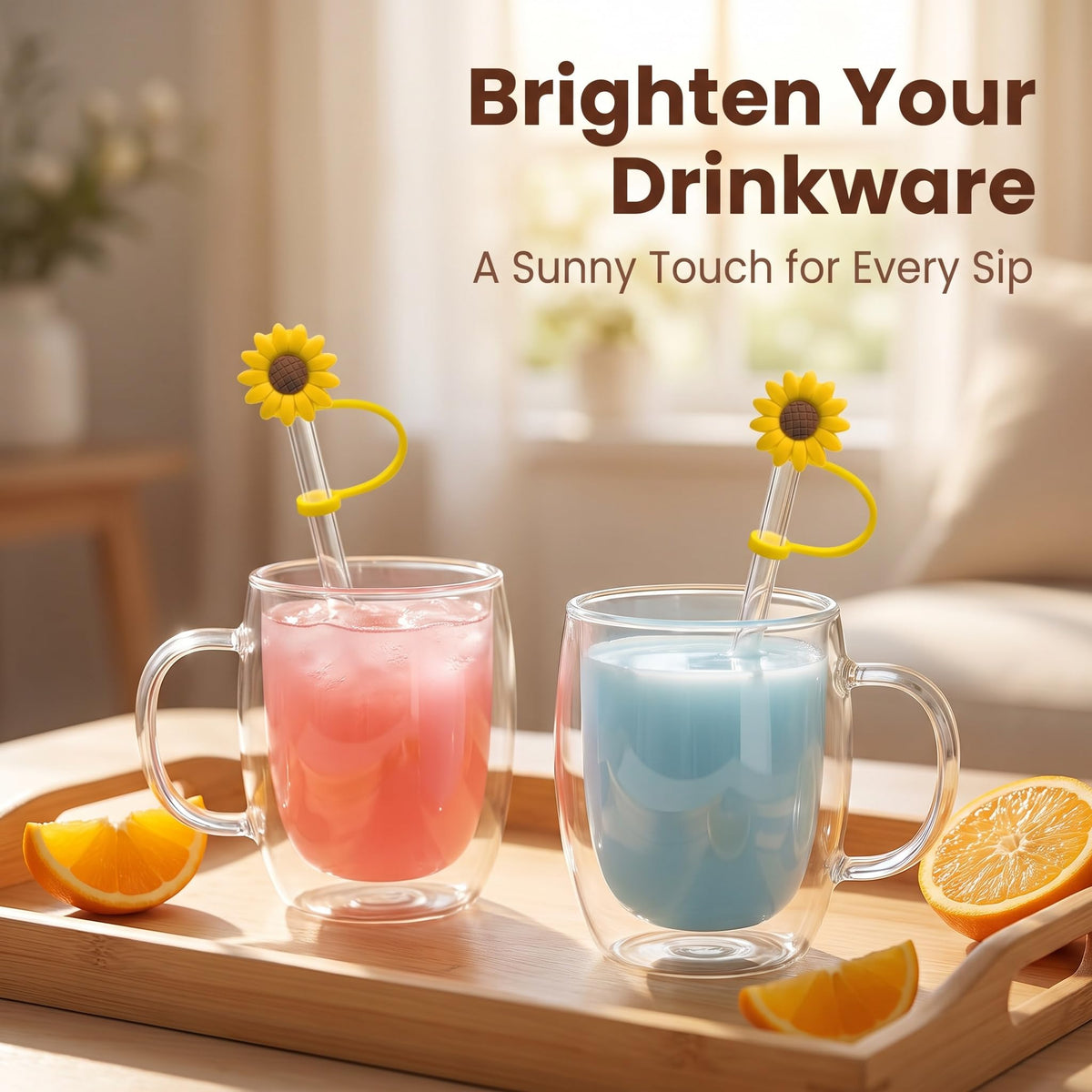 4 Pcs Drinking Straw Dispensers Sunflower Straw Plug Reusable Splash Proof Plugs Kitchen Tool Straw Tips Cover Silicone Cup Accessory Drinking Dust Cap by Jinshining – 1, Silicone