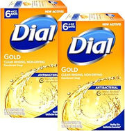 Dial Antibacterial Soap Bar, Gold, 6 Count (Pack of 2)