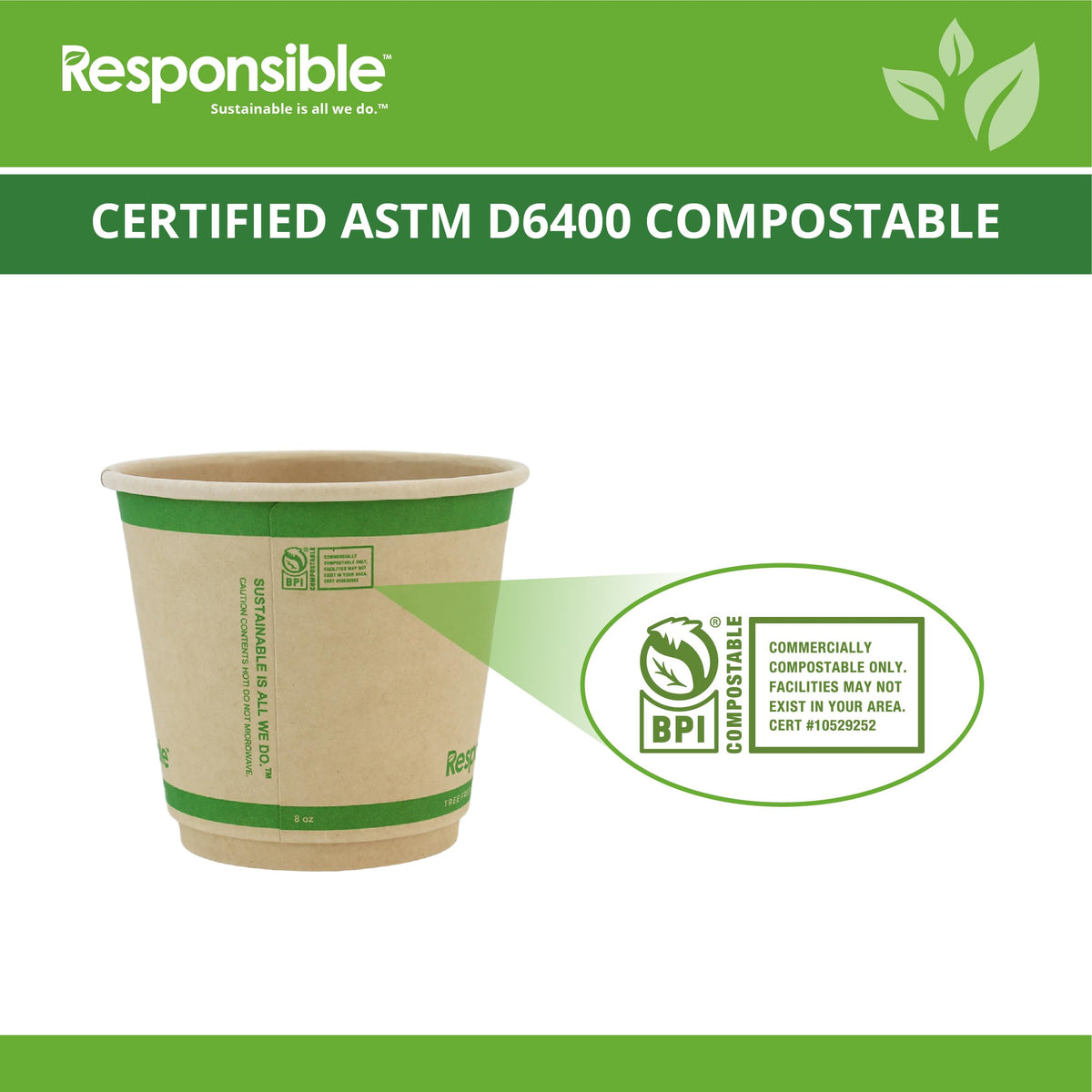 Responsible Products Brown / 500 / 8 Ounces Cups