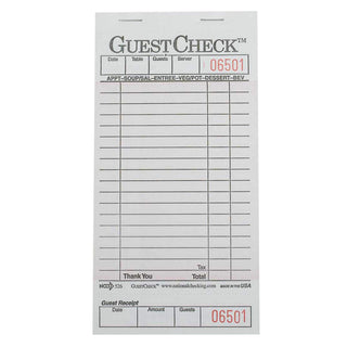 National Checking Company Guest Check Board - 1 Part Pink, 18 Line, 3.5 x 6.75 inch - 2500 per case.