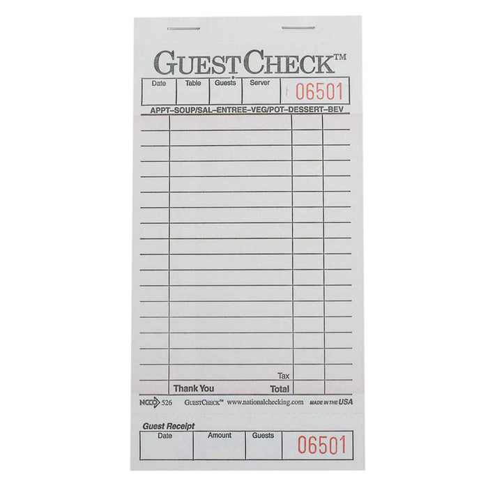 National Checking Company Guest Check Board - 1 Part Pink, 18 Line, 3.5 x 6.75 inch - 2500 per case.