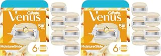 Venus MoistureGlide Women's Razor Blades,With Built-in Shave Gel Bars,6 Razor Blade Refills,(Pack of 2)