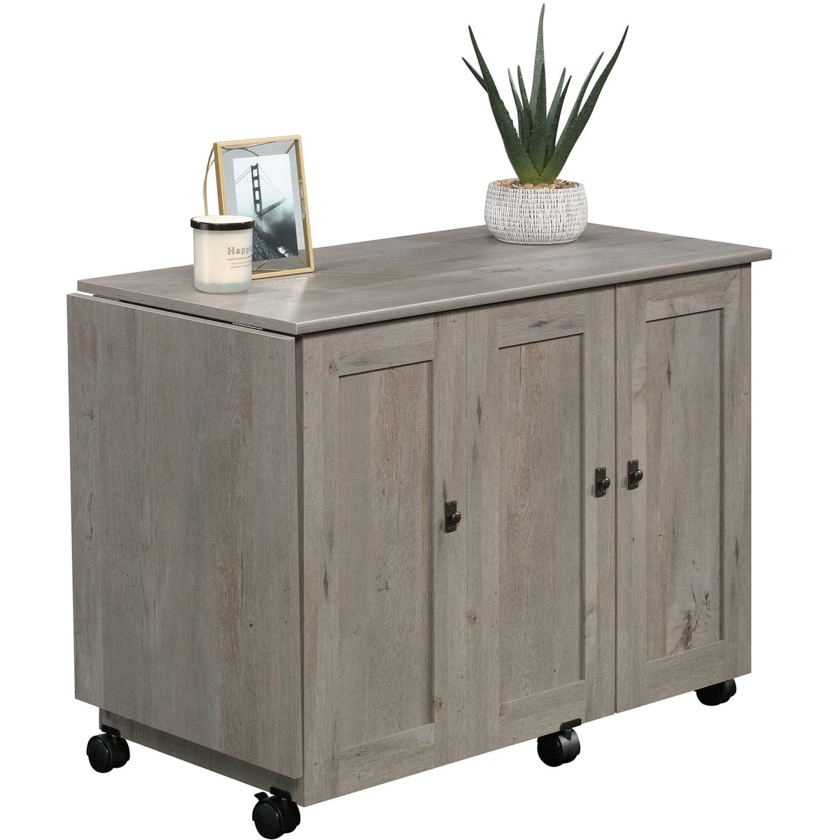 Craft Cart Storage Cabinet by Sauder – L: 40.08" x W: 19.45" x H: 28.5", Engineered Wood, Mystic Oak, Model 426136