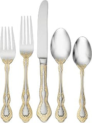 Oneida Golden Mandolina 45-Piece 18/10 Silverware Set for 8, Flatware | golden, dishwasher safe | includes serving spoons and utensil set | cutlery set for kitchen and dining