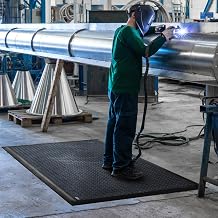 Notrax Diamond Flex™ Fire Retardant Rubber Anti Fatigue Mat for Welding | Workstations, 40" x 64" x 7/8" Industrial Floor Mats, Anti Slip, Beveled Edges, Black, 646S4064BL