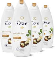 Dove Purely Pampering Body Wash for Dry Skin Shea Butter with Warm Vanilla Effectively Washes Away Bacteria While Nourishing Your Skin, 22 Fl Oz (Pack of 4)