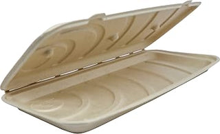World Centric Fiber Hinged Containers, Pizza/Flatbread Containers, 6.6 x 13.7 x 1.3, Natural, Paper, 200/Carton