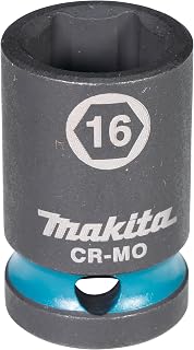 Makita E-16128 Impact Black Impact Socket 1/2" SW16 Short, Chrome-Molybdenum, 38 mm Long, Pack of 1