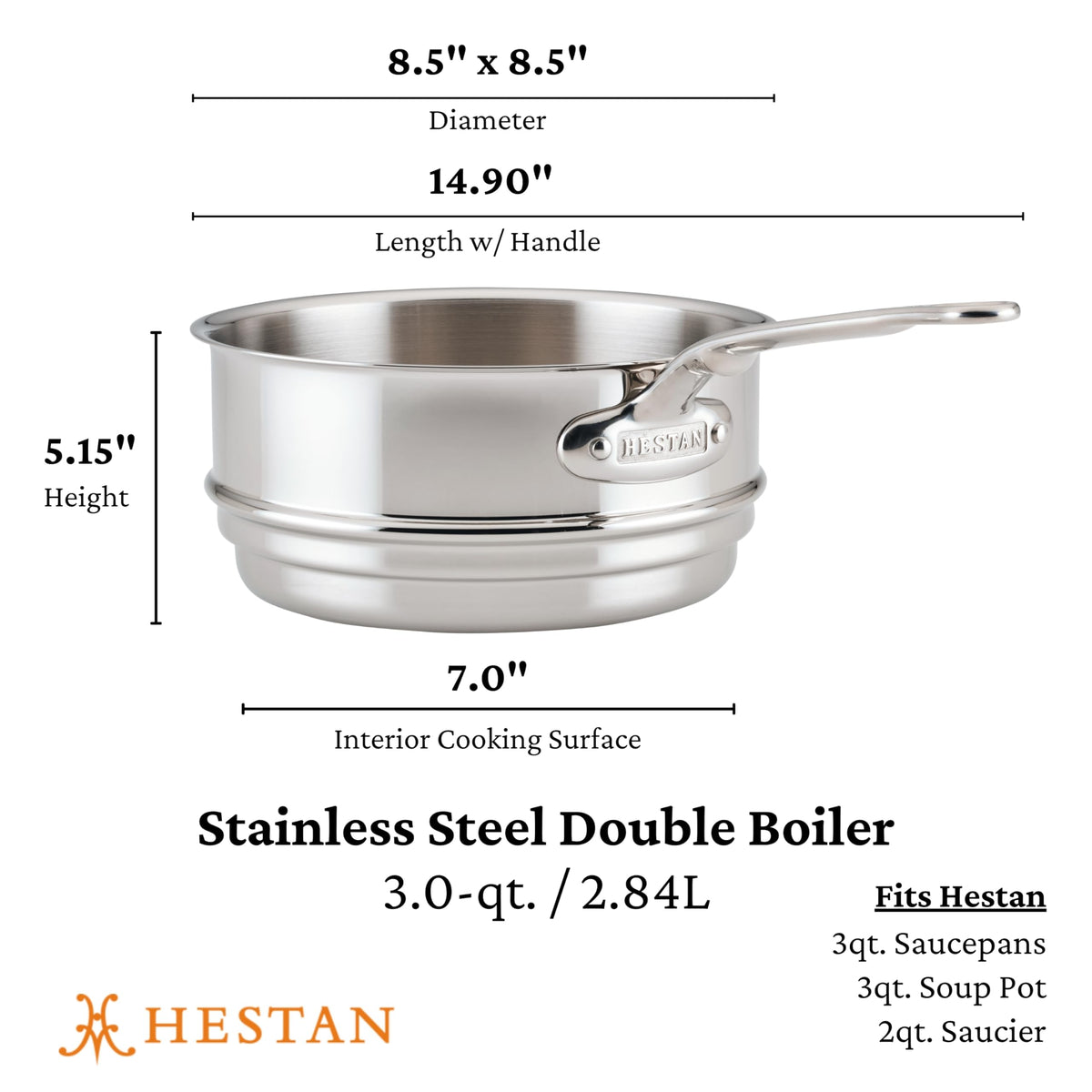 Provisions - Stainless Steel Double Boiler Insert by Hestan – 3 Quarts, Stainless Steel, Multicolor, Model 71052