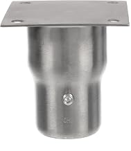 Component Hardware Stainless Steel Leg Socket with Flanged Top and Welded Mounting Plate - 1-5/8" x 3-9/16" H
