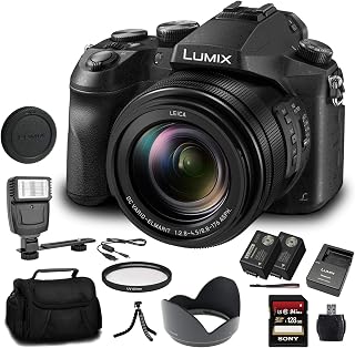 Panasonic Lumix DMC-FZ2500 Digital Camera (DMC-FZ2500) - Bundle - with 128GB Memory Card + DMW-BLC12 Battery + Digital Flash + Soft Bag + 12 Inch Flexible Tripod + Cleaning Set + More