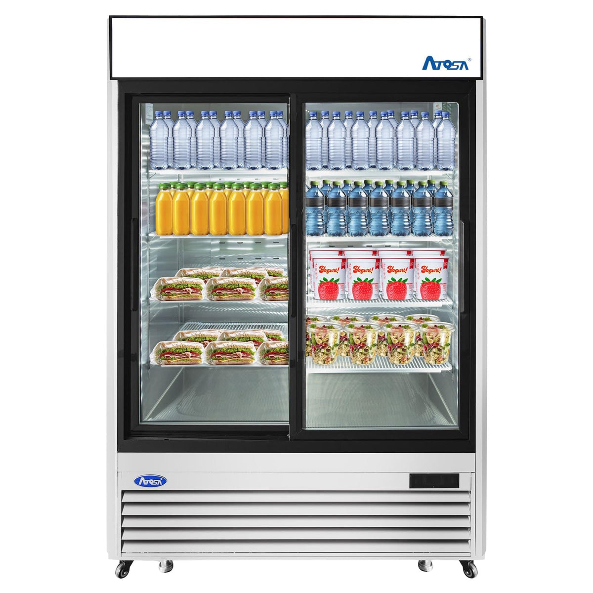 Commercial Stainless Steel Glass Door Refrigerator Merchandiser by Atosa – 44.8 cu. ft. | Sliding Door, 44.9 cubic_feet, Stainless Steel, Model MCF8709GR