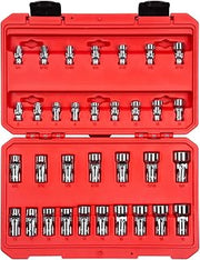 TEKTON 1/4, 3/8 Inch Drive Universal Joint Socket Set, 33-Piece | SHD99301