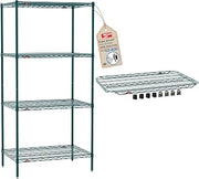 METRO Super Erecta 5-Shelf Metroseal Wire Shelving Bundle - Includes 4-Tier Green Epoxy with Microban Shelving Unit and 1 EZ-ADD Shelf - 24" W x 36" L x 74.5" H - for Restaurants, Home and More