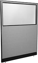 Global Industrial 60-1/4"W x 76" H Office Partition Panel with Partial Window & Raceway, Gray