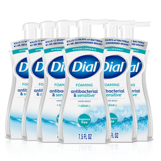 Antibacterial Defense Foaming Hand Soap + Aloe by Dial – 7.5 Ounce (Pack of 6), Clear, Pack of 6, Model Dial Foaming 7.5