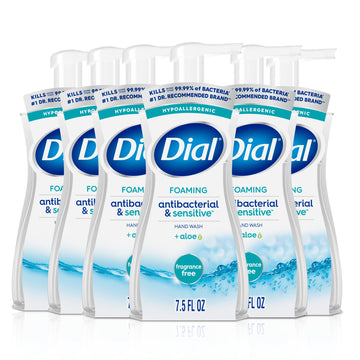 Antibacterial Defense Foaming Hand Soap + Aloe by Dial – 7.5 Ounce (Pack of 6), Clear, Pack of 6, Model Dial Foaming 7.5