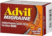 Advil Migraine Pain Reliever, Solubilized Ibuprofen 200mg, 20 Count, Liquid Filled Capsules, Powerful Migraine Relief