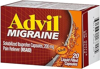 Advil Migraine Pain Reliever, Solubilized Ibuprofen 200mg, 20 Count, Liquid Filled Capsules, Powerful Migraine Relief
