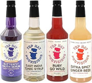 Top Hat Provisions Top Hat Sober Curious Mixology Combo Kit - Mocktail Mixer Gift Set - Extra Spicy Ginger Beer Syrup, East India Tonic Syrup, Ruby Go Wild Paloma & Butterfly Truth Serum - 4 pack 32oz bottles