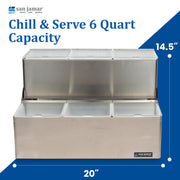 Condiment Center Garnish Center by San Jamar – 6.0 quarts, Stainless Steel, silver, Model B6706INL