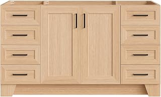 ARIEL Taylor 60-inch Bathroom Vanity Base Cabinet,Solid Wood, Soft Closing Doors, Dovetail Drawers, Natural Oak
