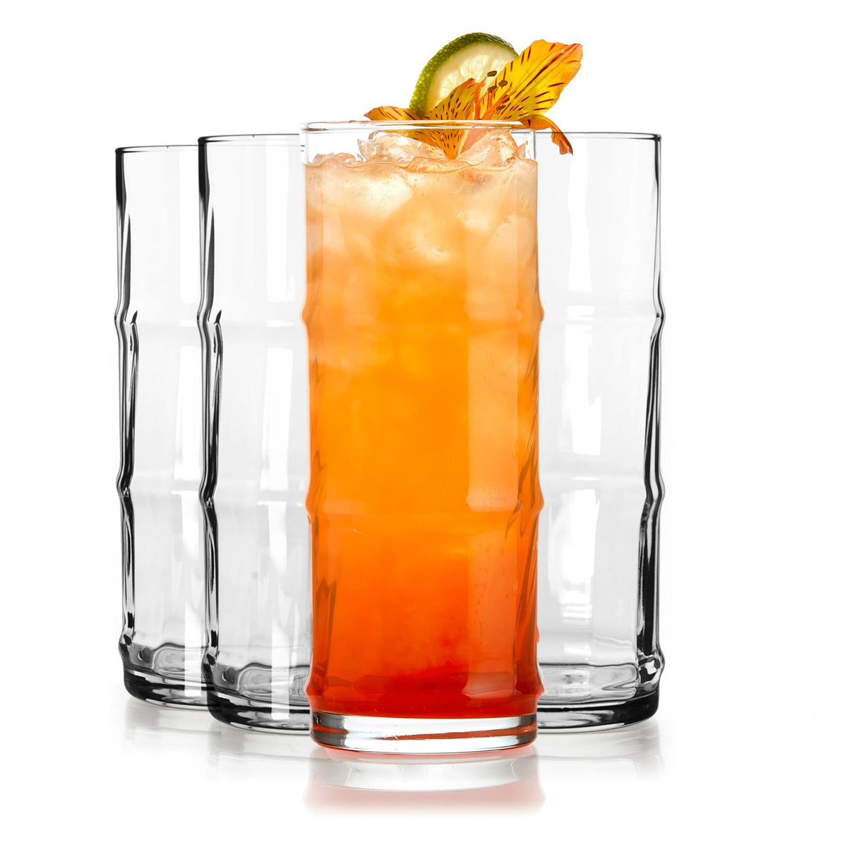 Libbey Tiki Bamboo / 4 Count (Pack of 1) / Modern Highball Glasses
