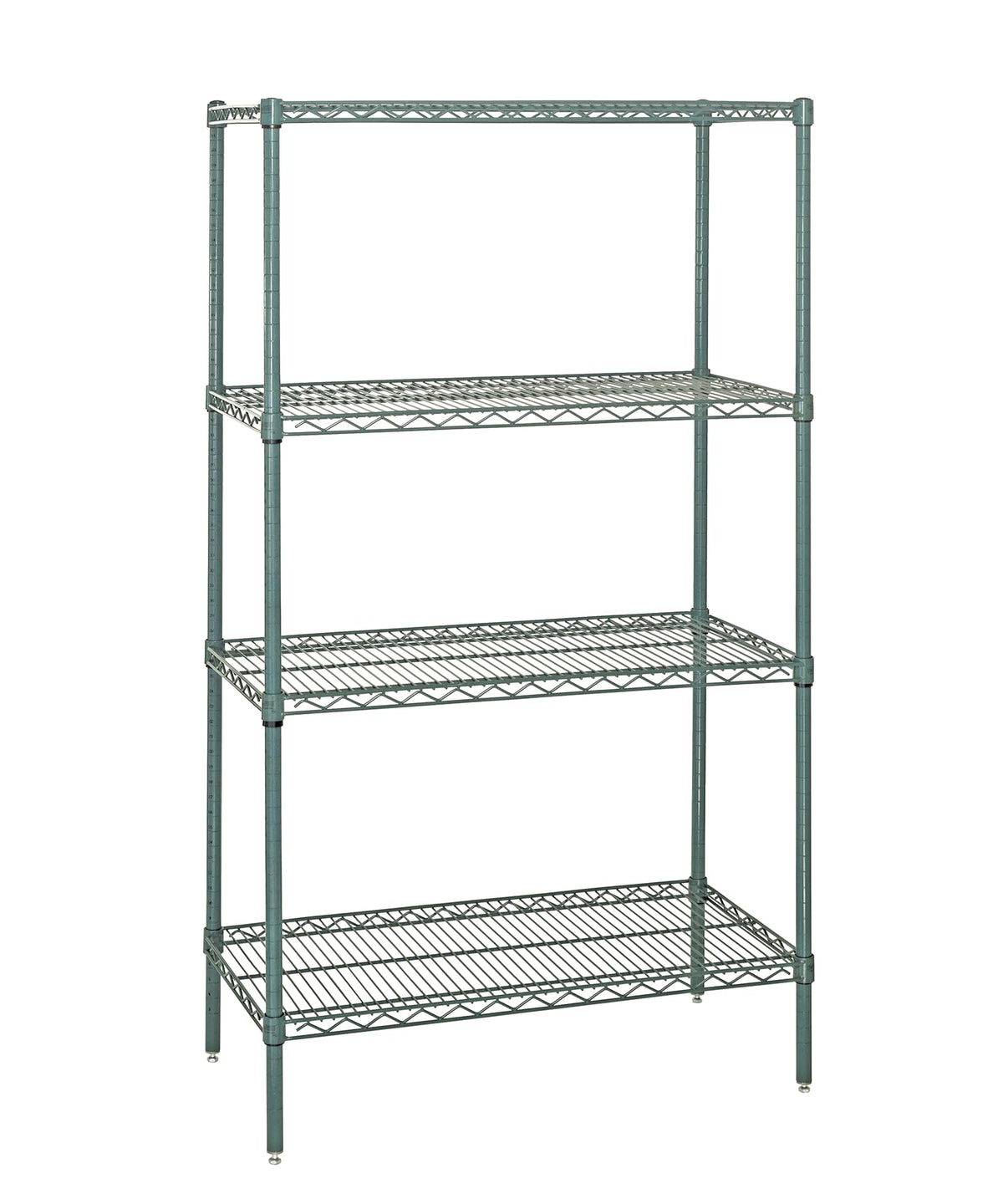 Quantum Food Service Wire 4 Shelf Starter KIT PROFORM 63in by QUANTUM STORAGE SYSTEMS – 63H x 48W x 36D, Carbon Steel, Green Epoxy, Model WR63-3648P