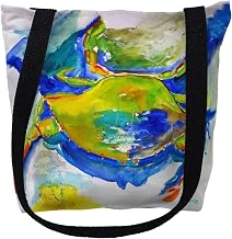 Betsy Drake TY1027S 13 x 13 in. Blue & Yellow Crab Small Tote Bag