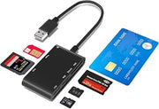 Sim Card Reader CAC Smart Card Reader Military, 6 in 1 DOD Military USB Common Access/SIM/SD/TF/MS/M2/ID/IC Card Adapter, USB A Sim Card Adapter Compatible with Windows, Linux/Unix, MacOS X