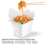 Paper Take Out Food Containers 16 Oz Microwaveable White Chinese Takeout Boxes (50 Pack) - Eco Friendly Disposable Leak and Grease Resistant Travel To Go Food Containers for