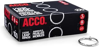 ACCO Brands ACCO Loose Leaf Binder Rings, 1 Inch Capacity, Silver, 100 Rings / Box (72202)