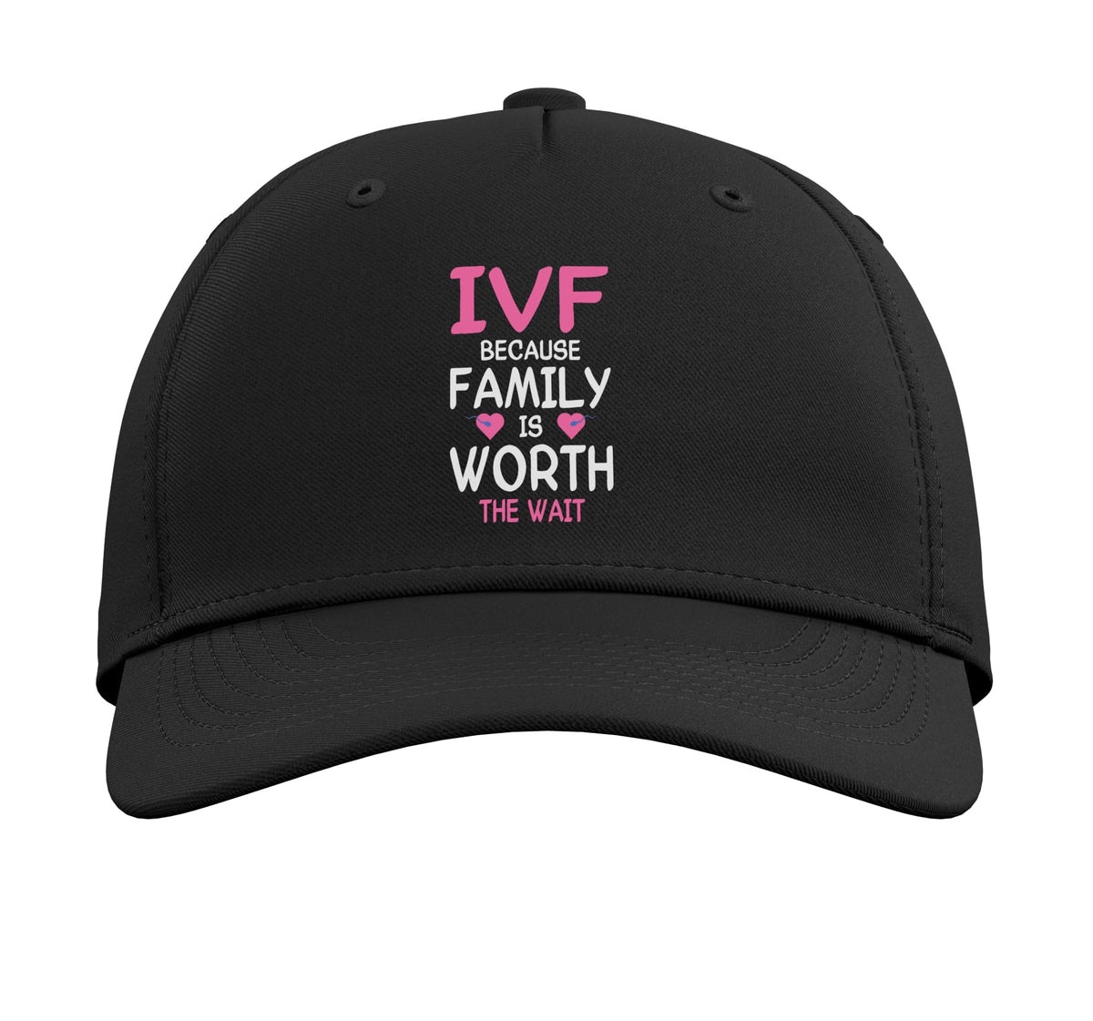 Retrieval Day Transfer Day Vitro Fertilisation IVF Adjustable Printed Baseball Hat by IVF Transfer Infertility Designs – Cotton, Black