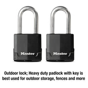 M515XTLH Magnum Heavy Duty Padlock with Key by Master Lock – 2 Pack, Stainless Steel, Black, Model M515XTLHCCSEN